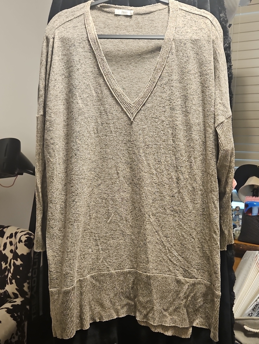 JODIFL Oversized Scoop-Neck Sweater in Light Taupe